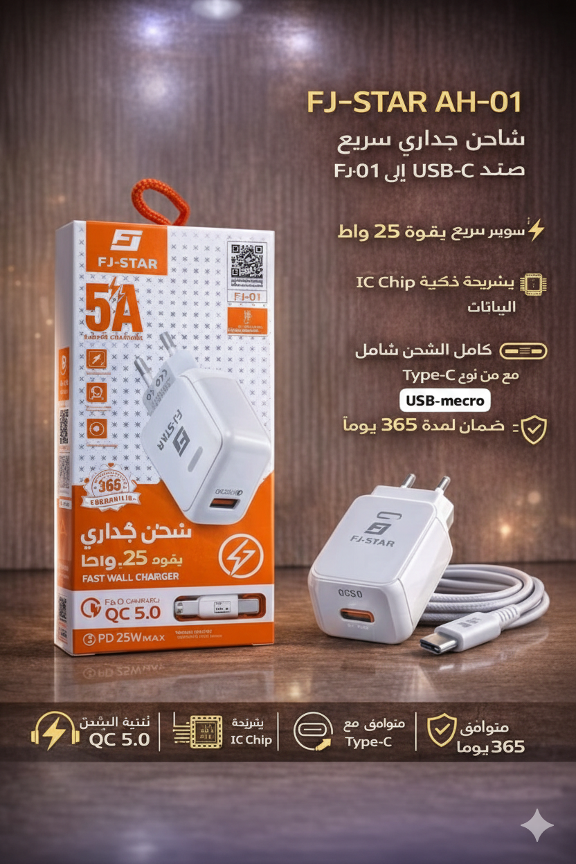 شاحن fj star السريع (5a high end) شاحن fj star السريع (5a high end)